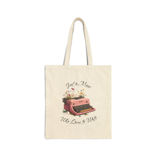 Just a Mom Who Loves to Write Tote Bag Vintage Pink Typewriter Design Gift for Writer Moms