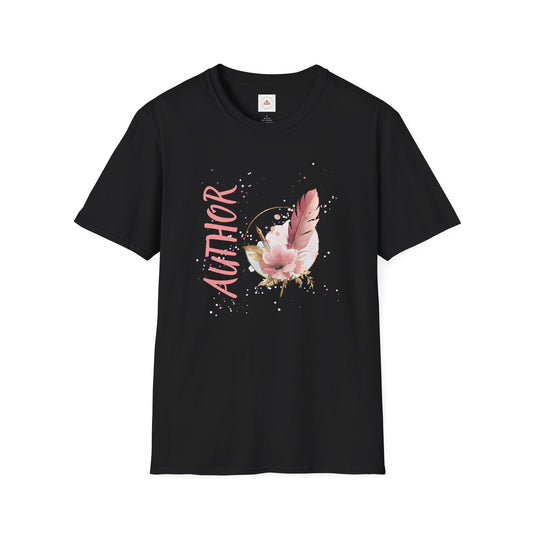 AUTHOR T-Shirt | Feather Quill Floral Tee for Writers and Book Lovers | Pink Aesthetic Shirt for Authors | Gifts for Writers