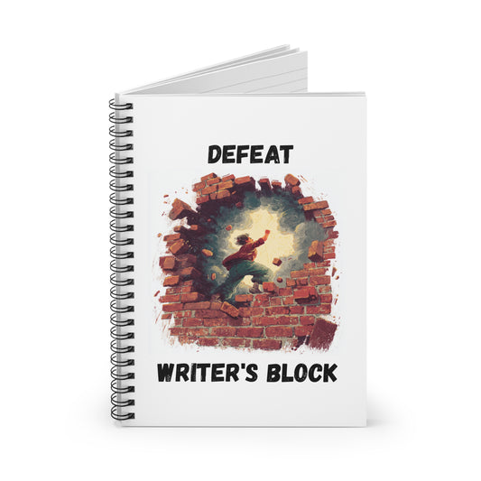 Defeat Writer's Block | Spiral Notebook - Ruled Line