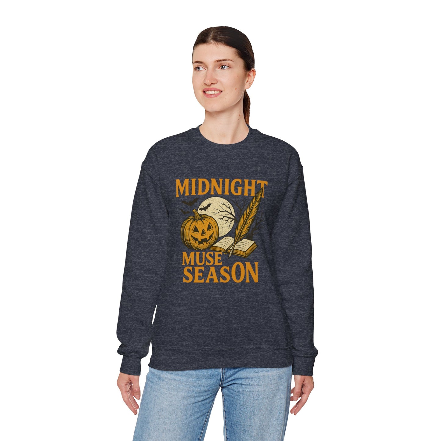 Midnight Muse Season | Halloween Themed Sweatshirt for Writers | Unisex Crewneck