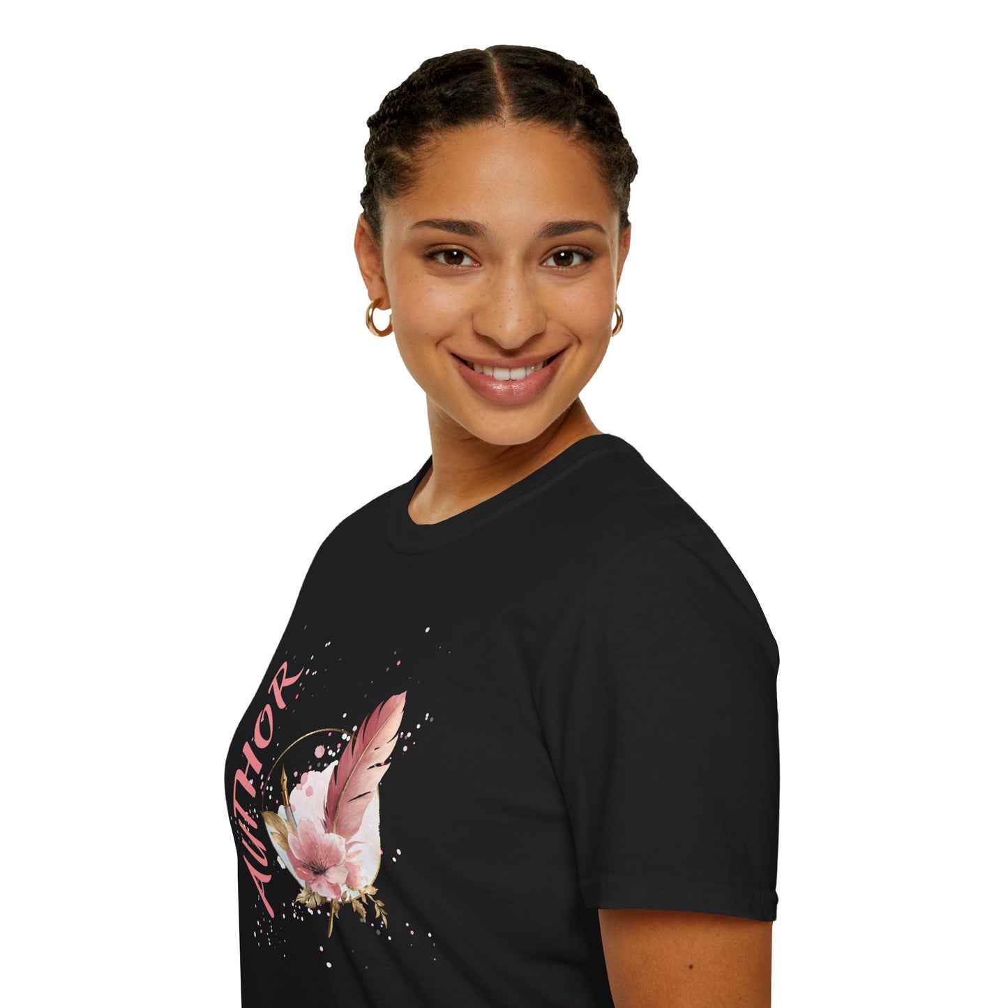 AUTHOR T-Shirt | Feather Quill Floral Tee for Writers and Book Lovers | Pink Aesthetic Shirt for Authors | Gifts for Writers