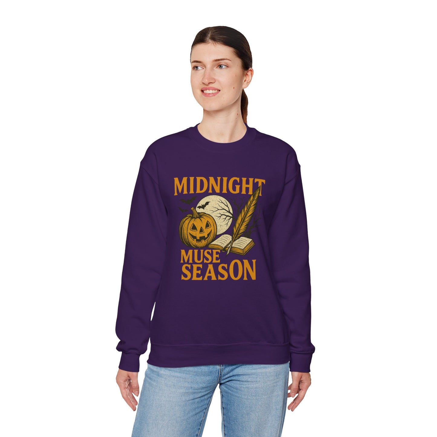 Midnight Muse Season | Halloween Themed Sweatshirt for Writers | Unisex Crewneck