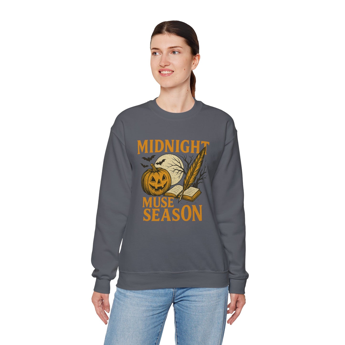 Midnight Muse Season | Halloween Themed Sweatshirt for Writers | Unisex Crewneck