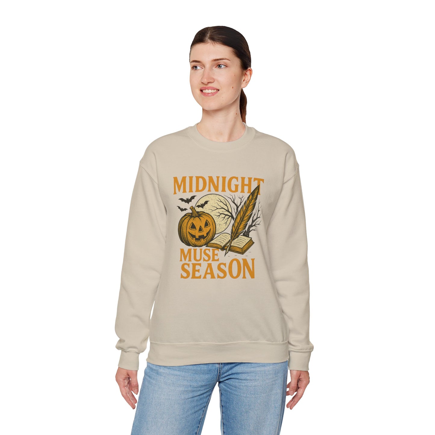 Midnight Muse Season | Halloween Themed Sweatshirt for Writers | Unisex Crewneck