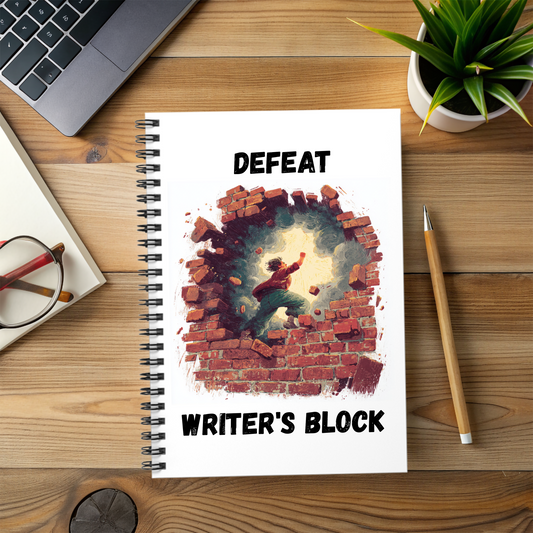 Defeat Writer's Block | Spiral Notebook - Ruled Line