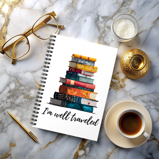 Book Traveler | Gift for Avid Reader | Spiral Notebook - Ruled Line