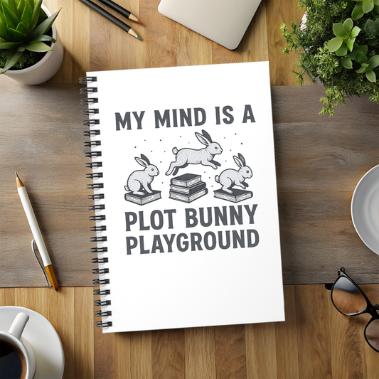 My Mind is a Plot Bunny Playground | Spiral Notebook - Ruled Line