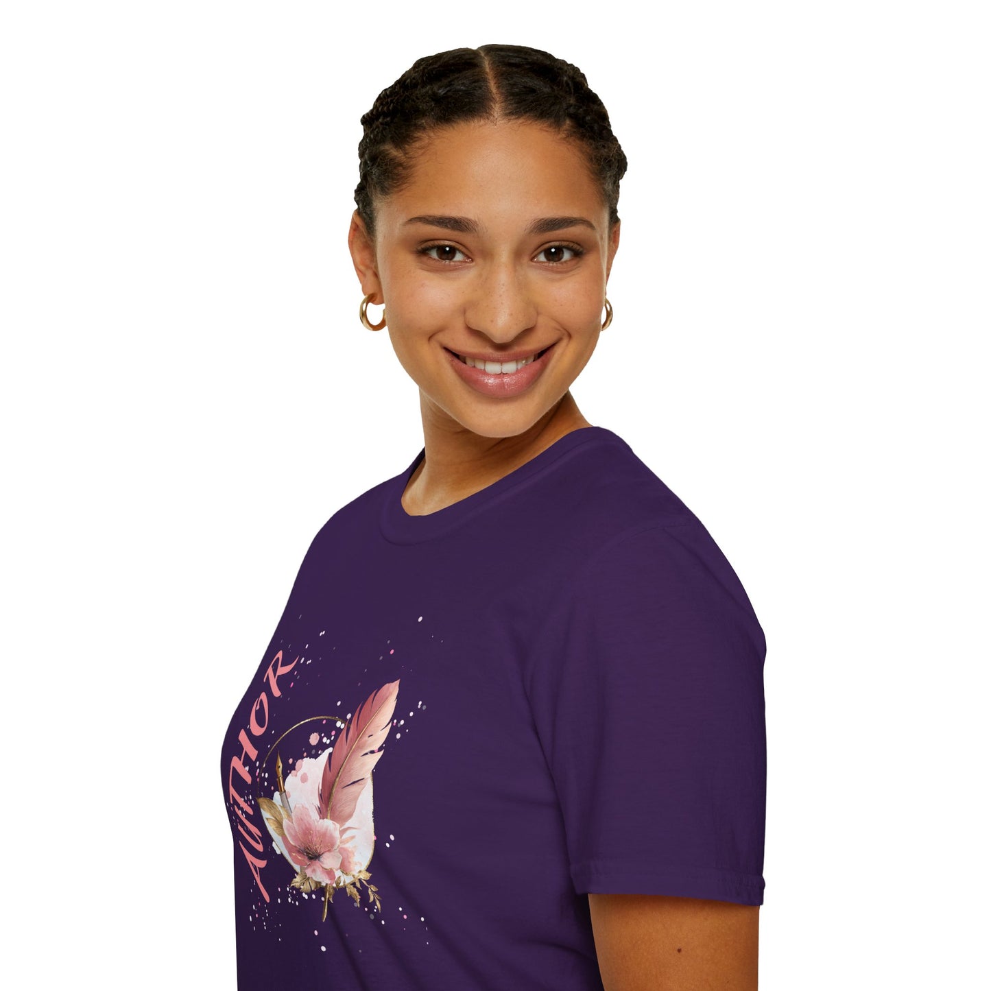 AUTHOR T-Shirt | Feather Quill Floral Tee for Writers and Book Lovers | Pink Aesthetic Shirt for Authors | Gifts for Writers