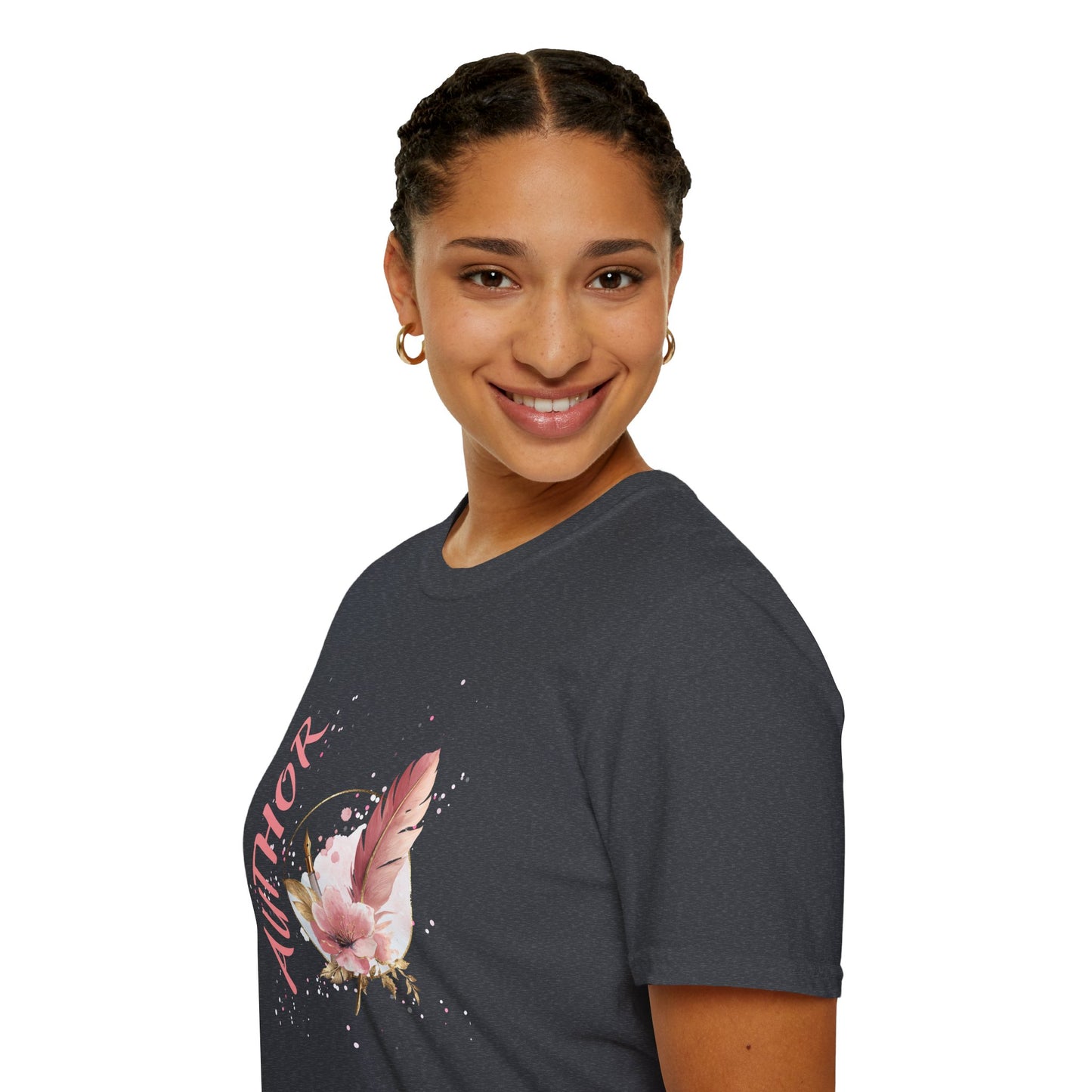 AUTHOR T-Shirt | Feather Quill Floral Tee for Writers and Book Lovers | Pink Aesthetic Shirt for Authors | Gifts for Writers