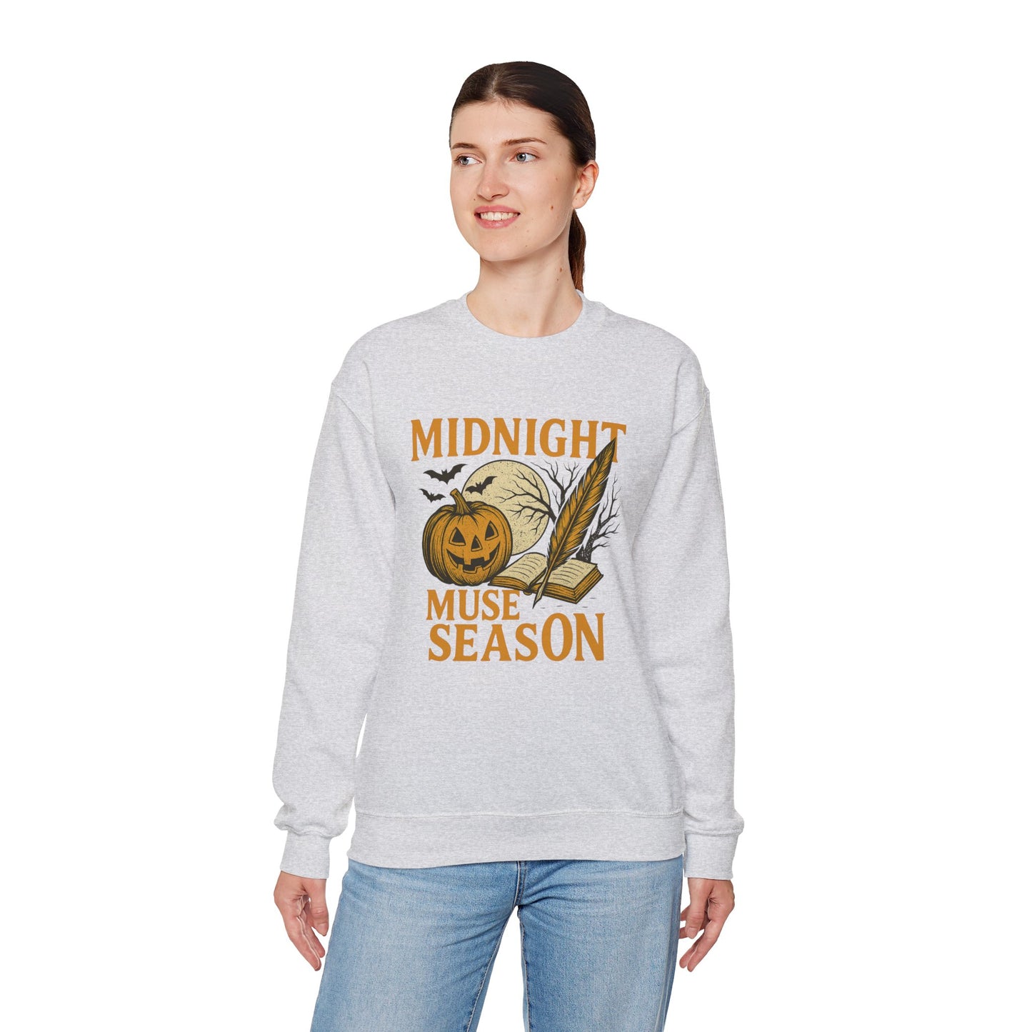Midnight Muse Season | Halloween Themed Sweatshirt for Writers | Unisex Crewneck