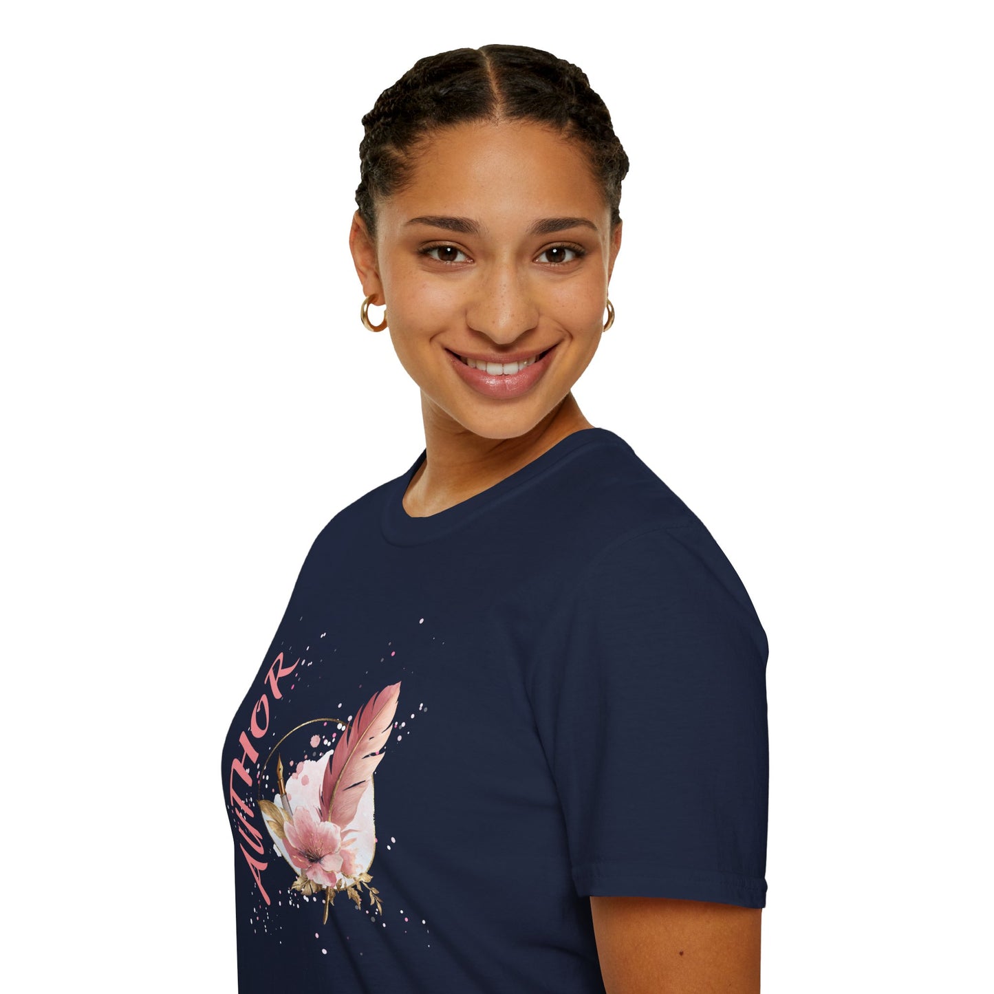 AUTHOR T-Shirt | Feather Quill Floral Tee for Writers and Book Lovers | Pink Aesthetic Shirt for Authors | Gifts for Writers