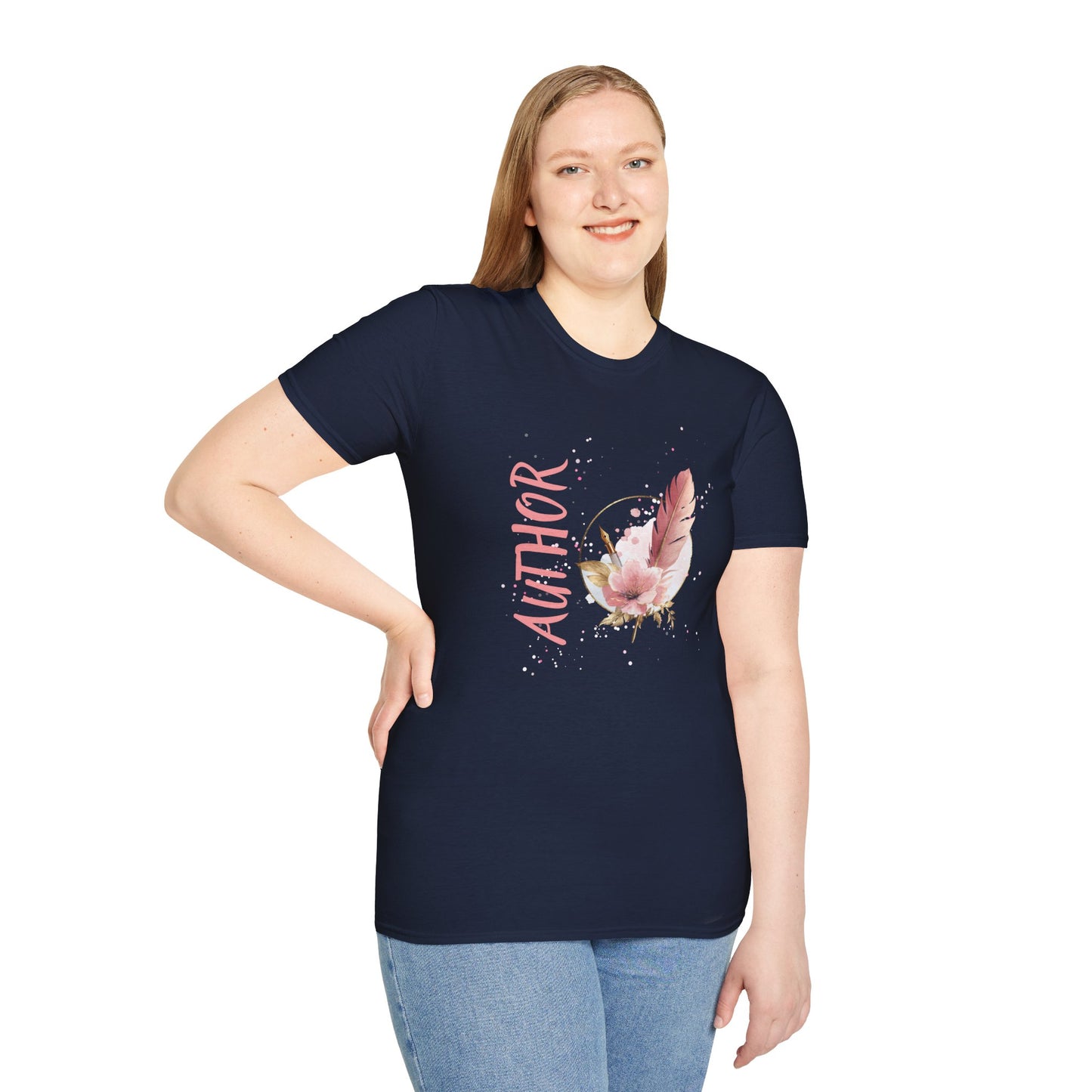AUTHOR T-Shirt | Feather Quill Floral Tee for Writers and Book Lovers | Pink Aesthetic Shirt for Authors | Gifts for Writers