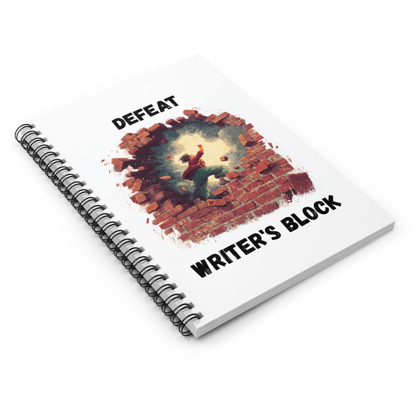 Defeat Writer's Block | Spiral Notebook - Ruled Line