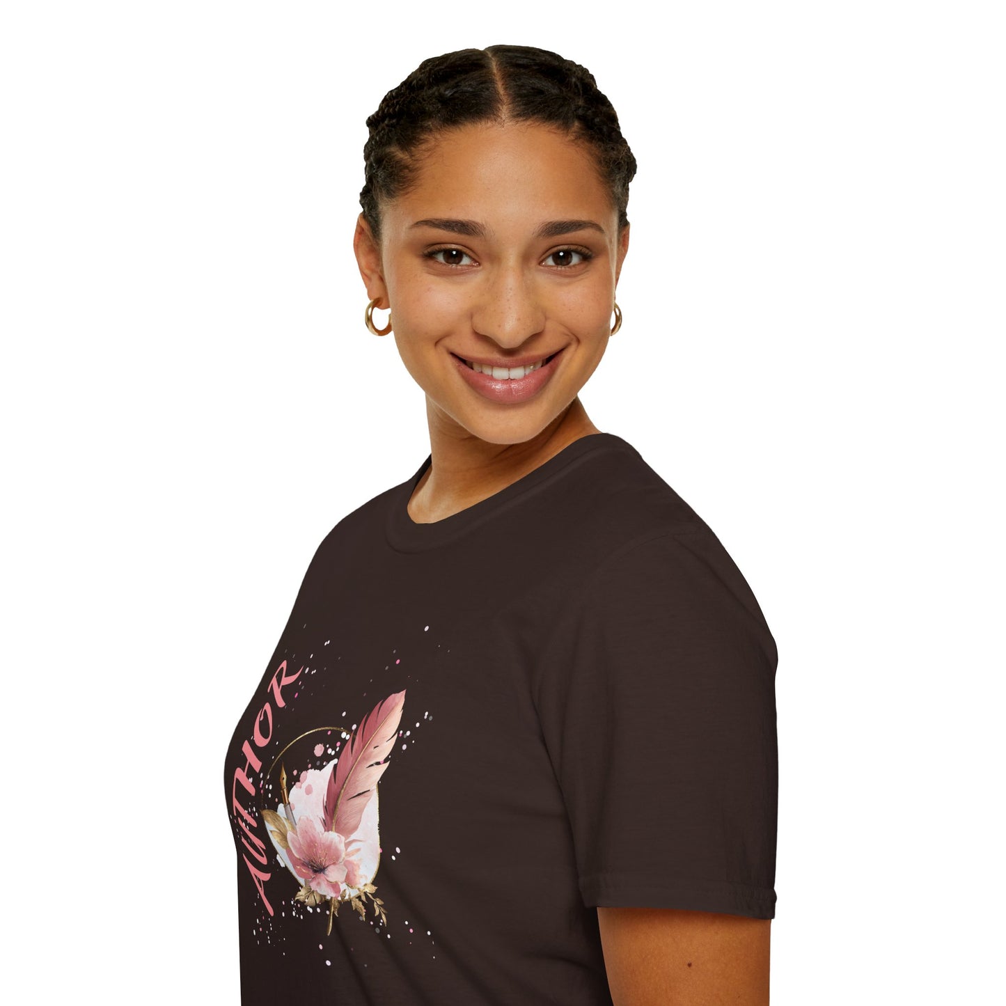AUTHOR T-Shirt | Feather Quill Floral Tee for Writers and Book Lovers | Pink Aesthetic Shirt for Authors | Gifts for Writers