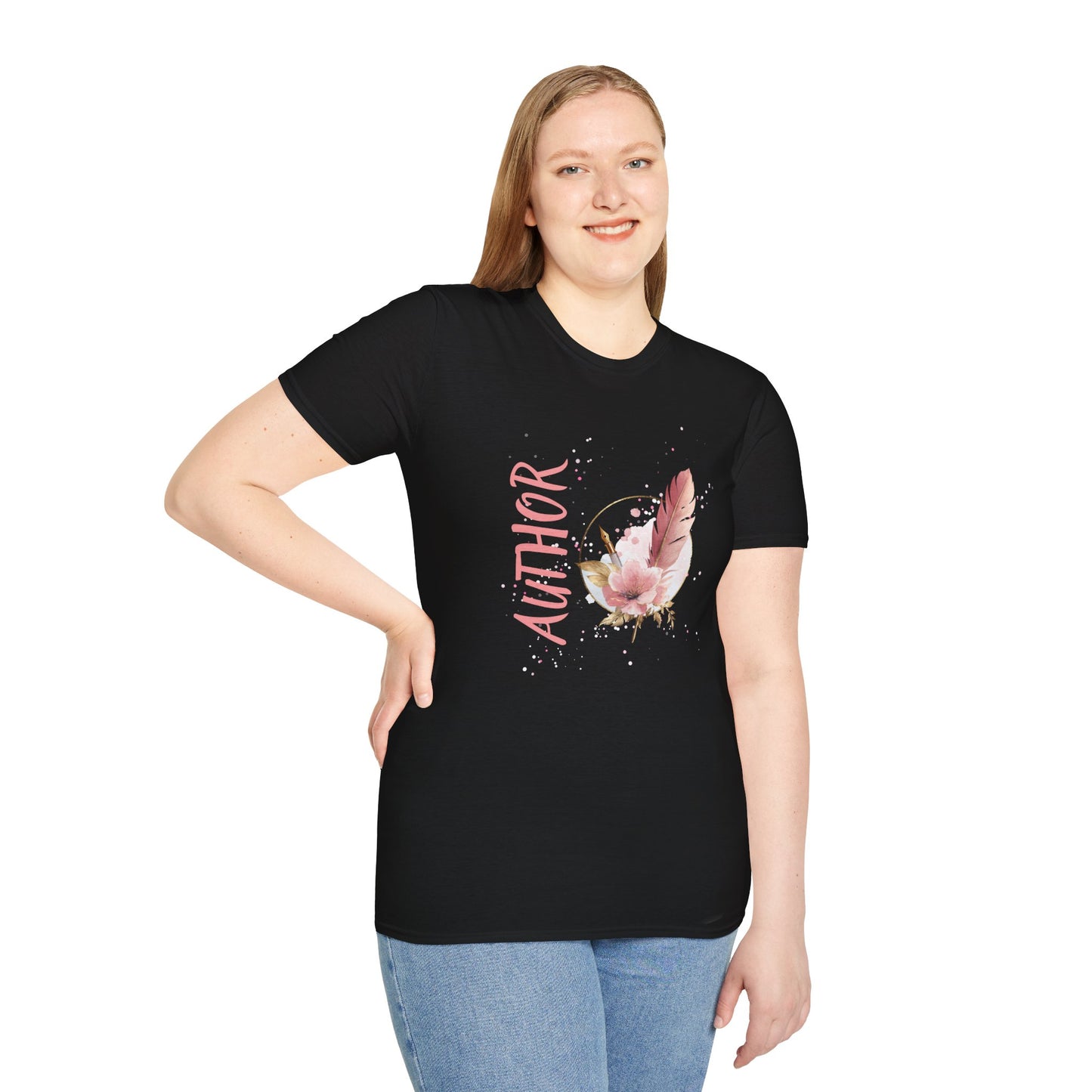 AUTHOR T-Shirt | Feather Quill Floral Tee for Writers and Book Lovers | Pink Aesthetic Shirt for Authors | Gifts for Writers