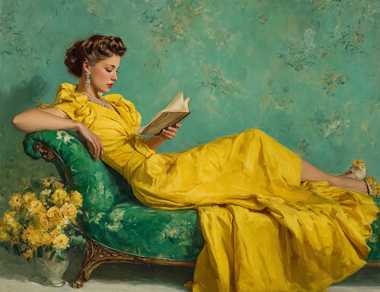 Yellow Dress. Green Chaise. And a Good Book. – Printable Wall Art