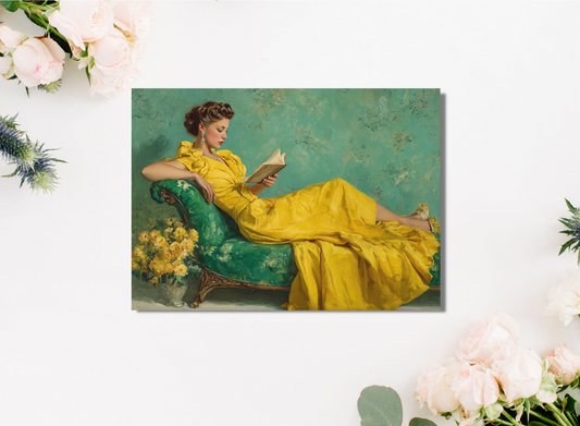 Yellow Dress. Green Chaise. And a Good Book. – Printable Wall Art
